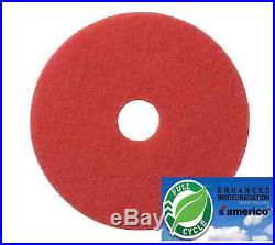 16 Red Floor Scrubbing Buffer Pads Box of 5, Daily Cleaning and Spray Buffing