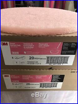 2 Boxes of 5 New 3M Floor buffer pads Eraser Burnish Pads Pink 3600 Buffing 20