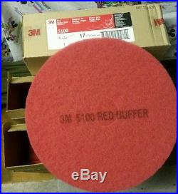 3M Buffer Floor Pad 5100 17 in. Red 5 Pads-Carton. Brand New