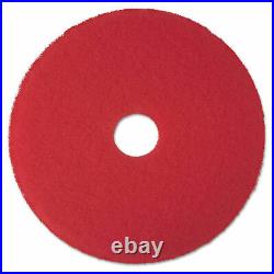 3M Low-Speed Buffer Floor Pads 5100,17 Diameter, Red, Case of 5(New Damaged Box)