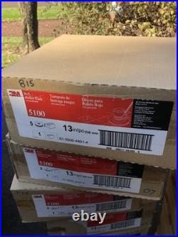 3M Red Buffer Pad 5100, 13Floor Buffer, Machine Use (5 pad / Box) Lot Of 6 Box