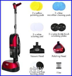 4-in-1 Floor Cleaner, Scrubber, Vacuum and Polisher Cyclonic Red/Black Ewbank