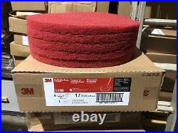 5 x 3M Red Buffer Floor Pads 5100 17 Inch, Cleaning Scrubber Polisher Clean