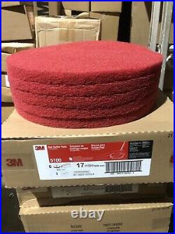 5 x 3M Red Buffer Floor Pads 5100 17 Inch, Cleaning Scrubber Polisher Clean