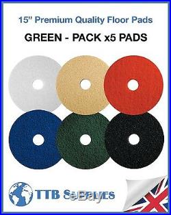 5x Floor Polisher Cleaning Scrubber Machine Stripping Buffing 15 Pads (GREEN)