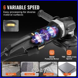 800W 4in Wet Stone & Concrete Floor Polisher 6-Speed with 7 Pads Included