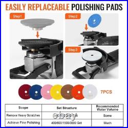 800W 4in Wet Stone & Concrete Floor Polisher 6-Speed with 7 Pads Included