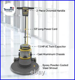 B-1500-P High Speed Floor Buffer, 1.5 HP Commercial Burnisher, 20 in Pad, 50 Ft