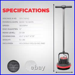 Commercial Corded 10 In. 1800 RPM Floor Cleaner Scrubber Polisher Burnisher with