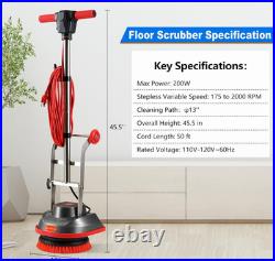 Commercial Floor Scrubber Machine, 13 Heavy Duty Floor Buffer and Polisher Elec