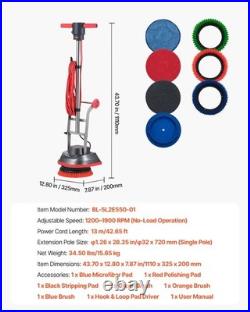 Commercial Floor Scrubber Machine, Heavy Duty Floor Cleaner Polisher with 2 Wheel