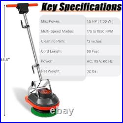 Commercial Floor Scrubber Machine with Brushes and Pads, Heavy Duty Floor
