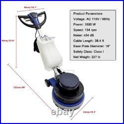 Commercial Floor Scrubber/Polisher (110V, 1800W, 18 Disc, 154RPM, 39.4FT Cable)