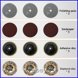 Concrete Floor Grinder, 3-Head Diamond Polisher Machine, 2800W Variable Speed