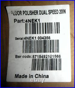 DAYTON 4NEK1 Floor Scrubber Polisher 20 Inch Dual 1.5 HP 185/330