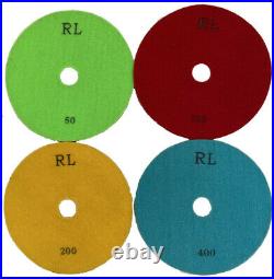 Diamond Polishing Pads. Ideal For Floors & Large Areas. 180mm. Set of 4. Wet Use