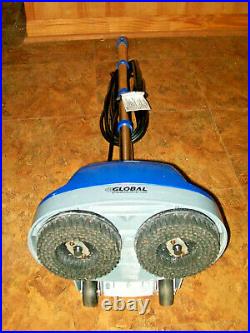 Global Industrial Mini Floor Scrubber With Floor Pads, 11 Cleaning Path