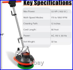 HHQ Commercial Floor Scrubber Machine, 13 Heavy Duty Orbital Floor Cleaner Buff