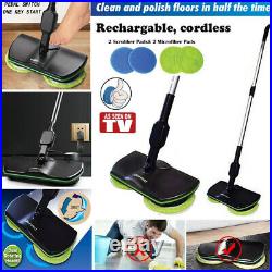 New Spin Maid Rechargeable Cordless Floor Cleaner Scrubber Polisher Mop With4Pads