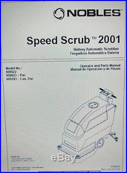 Nobles Speed Scrub 2001 Floor Scrubber Buffer Sweeper Walk Behind Pads & Manual