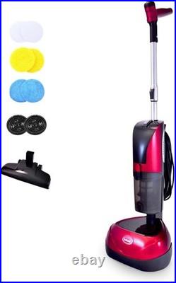 Stylish 4-in-1 Floor Polisher & Vacuum Efficient Cleaning Solution, Red Finish