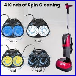 Stylish 4-in-1 Floor Polisher & Vacuum Efficient Cleaning Solution, Red Finish